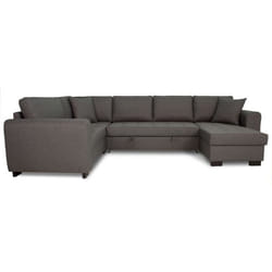 Canapé dangle panoramique convertible réversible - Tissu Gris - L 313 x P 213 x H 90 cm - HAMILTON - Fabriqué en Ukraine