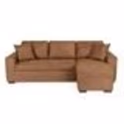Canapé dangle convertible réversible 4 places - Tissu Marron vintage - L 244 x P 151 x H 90 -HAMILTON -Fabriqué en Ukraine