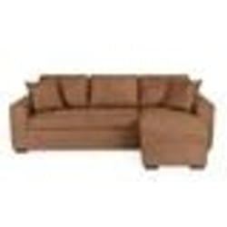 Canapé dangle convertible réversible 4 places - Tissu Marron vintage - L 244 x P 151 x H 90 -HAMILTON -Fabriqué en Ukraine