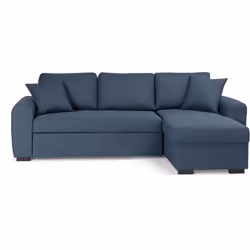 Canapé dangle convertible réversible - 4 places - Tissu Bleu - HAMILTON - L 244 x P 151 x H 90 - Fabriqué en Ukraine