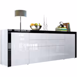 Buffet  Blanc / Noir brillance  200 cm