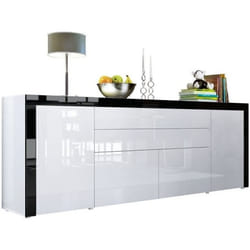 Buffet  Blanc / Noir brillance  200 cm