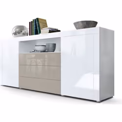 Buffet laqué blanc / Gris  sable 167 cm