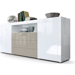 Buffet laqué blanc / Gris  sable 167 cm