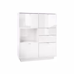 Buffet haut - MPC - Blanc - 4 portes - Finition brillante - Hauteur 123 cm