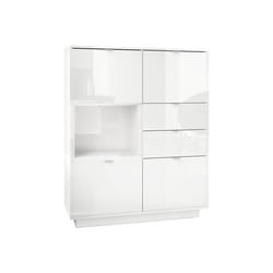Buffet haut - MPC - Blanc - 4 portes - Finition brillante - Hauteur 123 cm