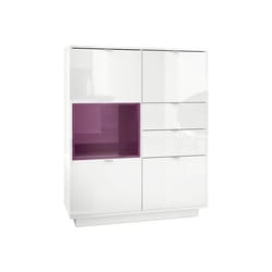 Buffet haut laqué blanc Mûre - MPC - 4 portes - 2 tiroirs - Hauteur 123 cm