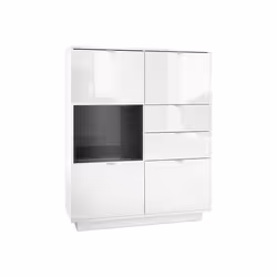 Buffet haut laqué blanc et noir - MPC - 4 portes - 2 tiroirs - Softclose