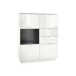 Buffet haut laqué blanc et noir - MPC - 4 portes - 2 tiroirs - Softclose