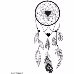 Tampon en bois - ALADINE - Attrape rêves - 5 x 7 cm - Bois massif - Motif Dreamcatcher
