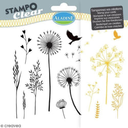 Tampon clear - Aladine - Gramines - 15 x 125 cm - 13 motifs de fleurs - Transparent