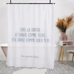 Rideau de douche Les Vilaines Filles 100 % Polyester Dim: 180 x 180 cm Livré avec 12 anneaux