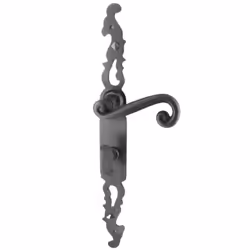 Poignées de porte fer forgé COQ vieil argent 330X36 mm à condamnation