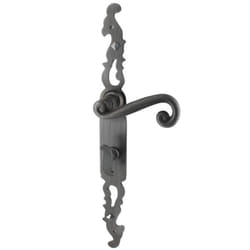 Poignées de porte fer forgé COQ vieil argent 330X36 mm à condamnation