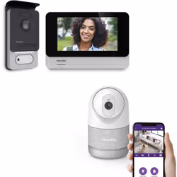 Le pack visiophone + caméra pour intérieur connectée contient 1 caméra intérieure connectée Philips Look (ref. 531051) 1 camé ...