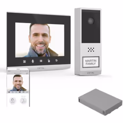 Un kit visiophone connecté + batterie complet Le kit est composé de : 1 visiophone connecté sans fil (réf. 720321) 1 moniteur ...