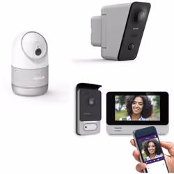Le pack connecté visiophone + caméra pour intérieur + caméra pour extérieur contient 1 visiophone filaire connecté Philips Co ...