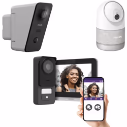 Le kit parfait pour votre maison connectée Le kit est complet avec : 1 visiophone Philips Connect 3 (ref 531046) 1 moniteur ( ...