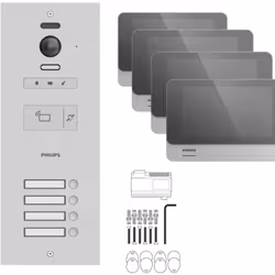 Kit complet pour 4 appartements ou 4 bureaux professionnel Le kit est composé de : 1 platine de rue Philips Hive Pro 2 pour 4 ...