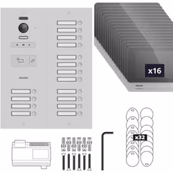 Kit complet pour 16 appartements ou 16 bureaux professionnel Le kit est composé de : 1 platine de rue Philips Hive Pro 2 pour ...