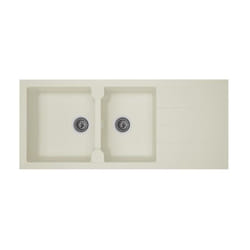 Les Tendances - stradour Evier cuisine a encastrer 2 bacs + 1 egouttoir Aloa - Resine - 116 x 50 cm - Blanc
