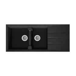 Les Tendances - stradour Evier cuisine a encastrer 2 bacs + 1 egouttoir Aloa - Resine - 116 x 50 cm - Noir