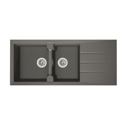 Les Tendances - stradour Evier cuisine a encastrer 2 bacs + 1 egouttoir Aloa - Resine - 116 x 50 cm - Gris beton