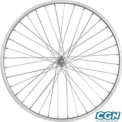 Roue vtc 28 av blocage v-brake jante argent mach1 m110 evolution moy miche magnum 36 t