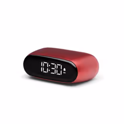 LEXON Minut, Réveil numérique, Ovale, Rouge, Acrylonitrile-Butadiène-Styrène (ABS), Aluminium, LCD, Batterie