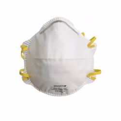 Boîte de 20 masques. Forme conique. Usage unique. Pince-nez métallique. Double élastique de fixation sans latex. Coussinet na ...
