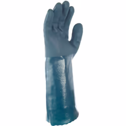 Gant de protection. Taille 9 1/2. Enduction P.V.C. Double enduction. Paume et dos de la main adhérisés. Manchette lisse. Trai ...
