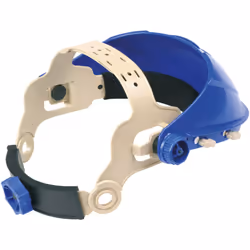 Testée contre l'arc électrique de court-circuit Calotte de protection porte-visière. Coloris bleu. Serre-tête réglable par cr ...