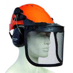 Kit casque forestier complet SINGER Forest1 avec casque anti bruit porte visiere et visiere grillagee