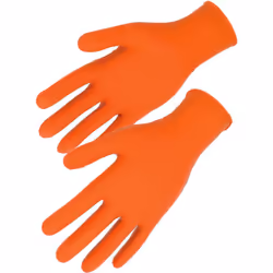 Gant jetable nitrile AQL 1,5 - Boite de 100 - Orange - Finition gaufrée - Ambidextre - SINGER FRERES - AUU7000 - Grande flexi ...
