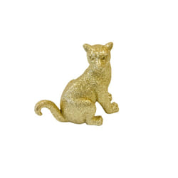 Figurine - NO NAME - Panthère assise résine dorée - Blanc - 6cm