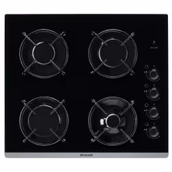 Brandt BPG6413B, Noir, Intégré, Gaz, Verre, 4 zone(s), 4 zone(s)