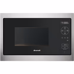 Brandt BMS7120X, Intégré, Micro-onde simple, 26 L, Tactile, Noir, Acier inoxydable, Bouton