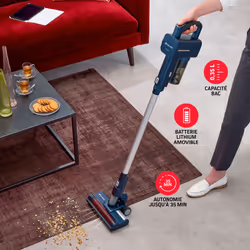 Brandt ASB20B aspirateur balai et balai électrique Batterie Sec Sans sac 350 W Bleu