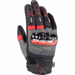 Bering Axel Gants de moto perforés pour femmes, noir-gris-rouge, taille L