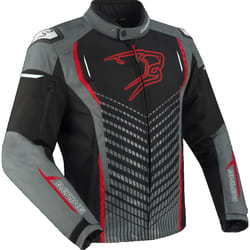 Bering Gang veste textile de moto imperméable, noir-gris-rouge, taille L pour Hommes