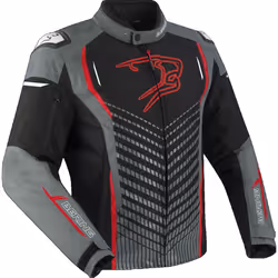 Bering Gang veste textile de moto imperméable, noir-gris-rouge, taille L pour Hommes - Vue supplémentaire 2