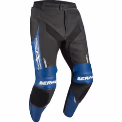 Bering Snap Pantalon de moto en cuir/textile, noir-bleu, taille L pour Hommes
