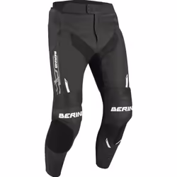 Bering Snap Pantalon de moto en cuir/textile, noir-blanc, taille L pour Hommes