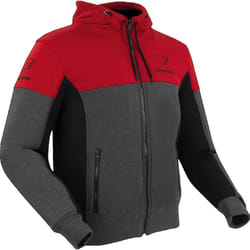 Bering Hoodiz Vented Sweat à capuche zippé moto, noir-gris-rouge, taille L pour Hommes