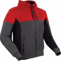 Bering Hoodiz Vented Sweat à capuche zippé moto, noir-gris-rouge, taille 2XL pour Hommes