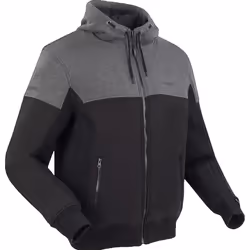 Bering Hoodiz Vented Sweat à capuche zippé moto, noir-gris, taille 4XL pour Hommes