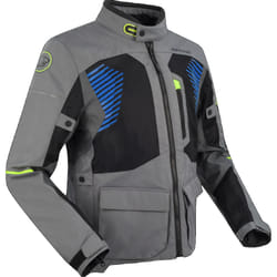 Bering Bakundu veste textile de moto imperméable, noir-gris-bleu, taille 4XL pour Hommes