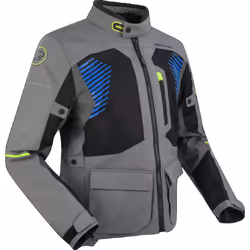 Bering Bakundu veste textile de moto imperméable, noir-gris-bleu, taille XL pour Hommes