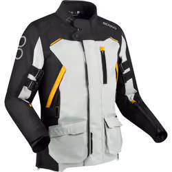 Bering Zephyr veste textile de moto imperméable, noir-gris, taille 2XL pour Hommes