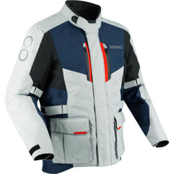 Bering Siberia Veste textile de moto imperméable, gris-rouge-bleu, taille M pour Hommes